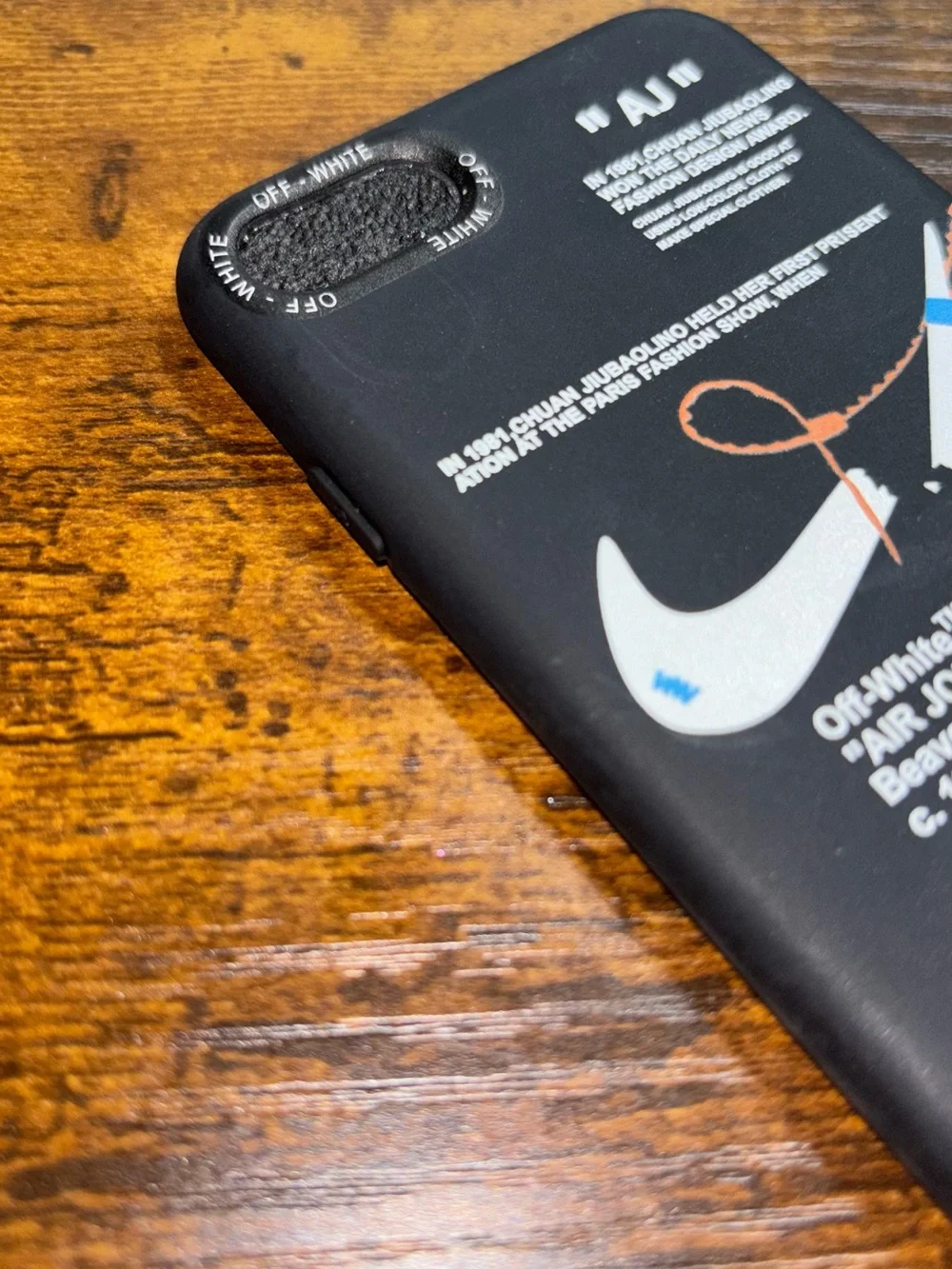 Off-White Black 'AIR' Graphic iPhone Case with White and Tan Accents for Se/7/8